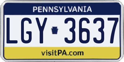 PA license plate LGY3637