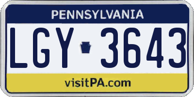 PA license plate LGY3643