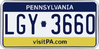 PA license plate LGY3660
