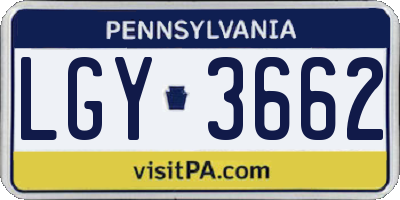 PA license plate LGY3662