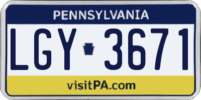 PA license plate LGY3671