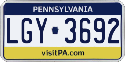 PA license plate LGY3692