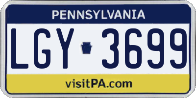 PA license plate LGY3699