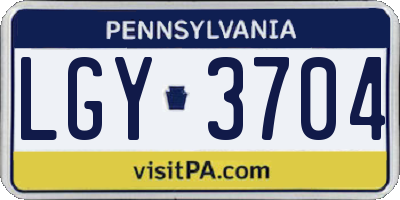 PA license plate LGY3704