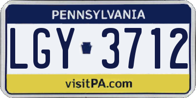 PA license plate LGY3712