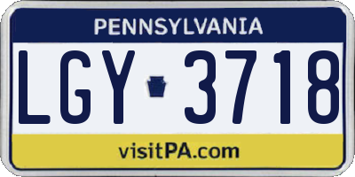 PA license plate LGY3718