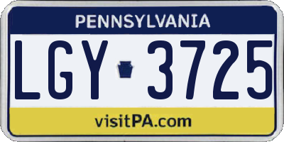 PA license plate LGY3725