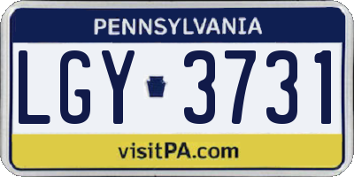 PA license plate LGY3731