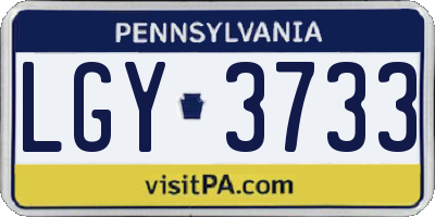 PA license plate LGY3733