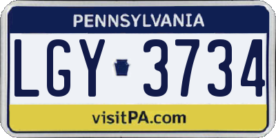 PA license plate LGY3734