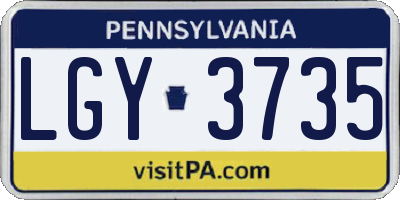 PA license plate LGY3735
