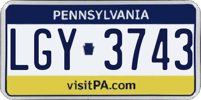 PA license plate LGY3743
