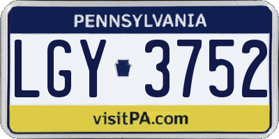 PA license plate LGY3752