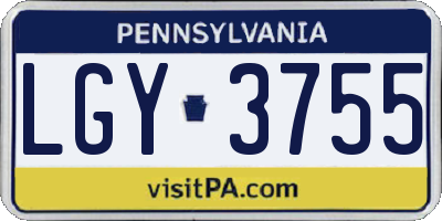 PA license plate LGY3755
