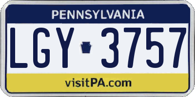 PA license plate LGY3757