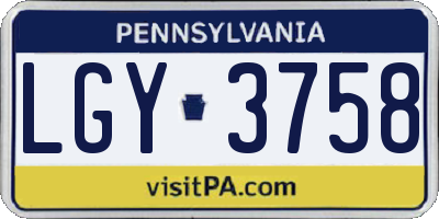 PA license plate LGY3758