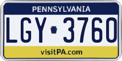 PA license plate LGY3760