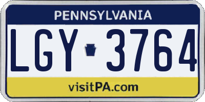 PA license plate LGY3764