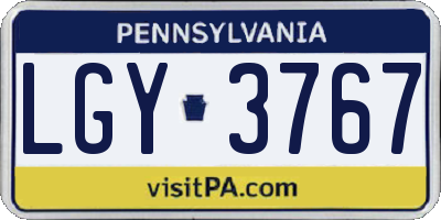 PA license plate LGY3767