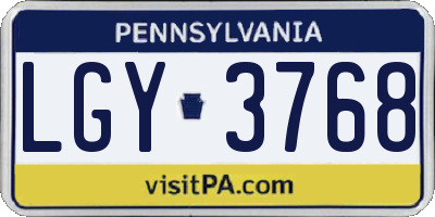 PA license plate LGY3768
