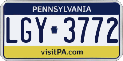 PA license plate LGY3772