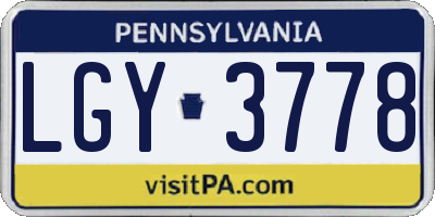 PA license plate LGY3778