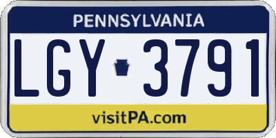 PA license plate LGY3791
