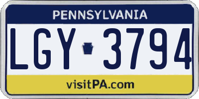 PA license plate LGY3794