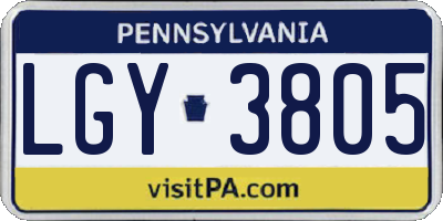 PA license plate LGY3805