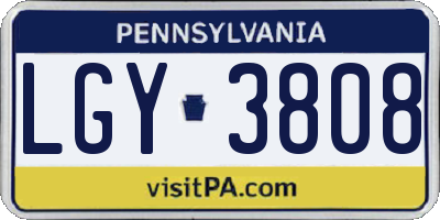 PA license plate LGY3808
