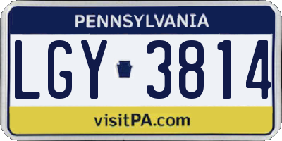 PA license plate LGY3814