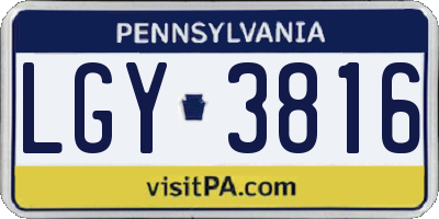 PA license plate LGY3816