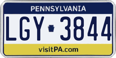 PA license plate LGY3844