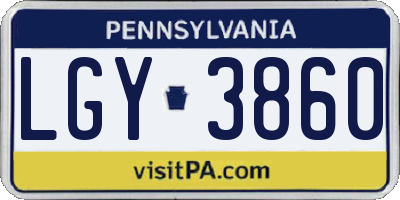 PA license plate LGY3860