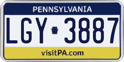 PA license plate LGY3887