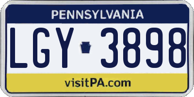 PA license plate LGY3898