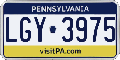 PA license plate LGY3975