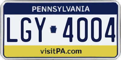 PA license plate LGY4004