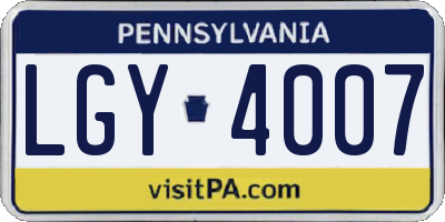 PA license plate LGY4007