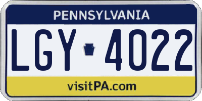 PA license plate LGY4022