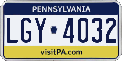 PA license plate LGY4032