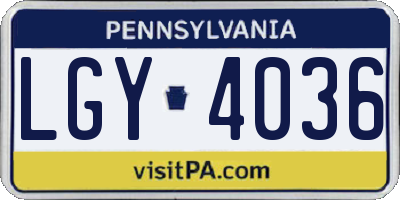 PA license plate LGY4036