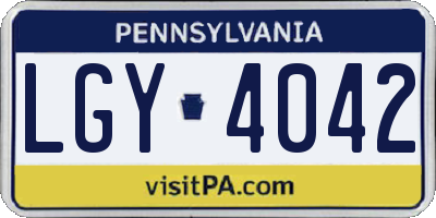 PA license plate LGY4042