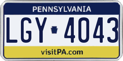 PA license plate LGY4043
