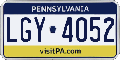 PA license plate LGY4052
