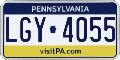 PA license plate LGY4055