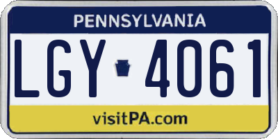 PA license plate LGY4061