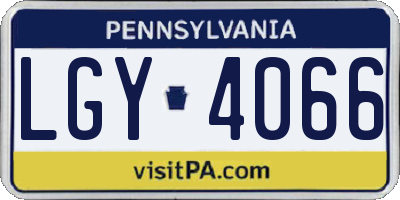PA license plate LGY4066