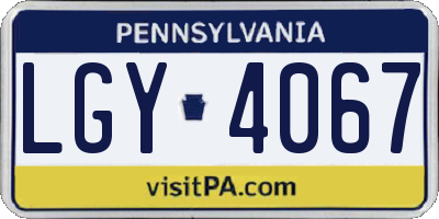 PA license plate LGY4067