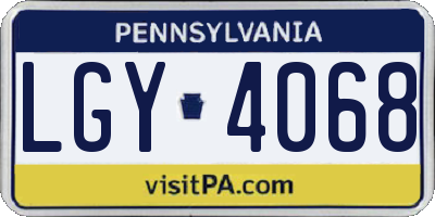 PA license plate LGY4068